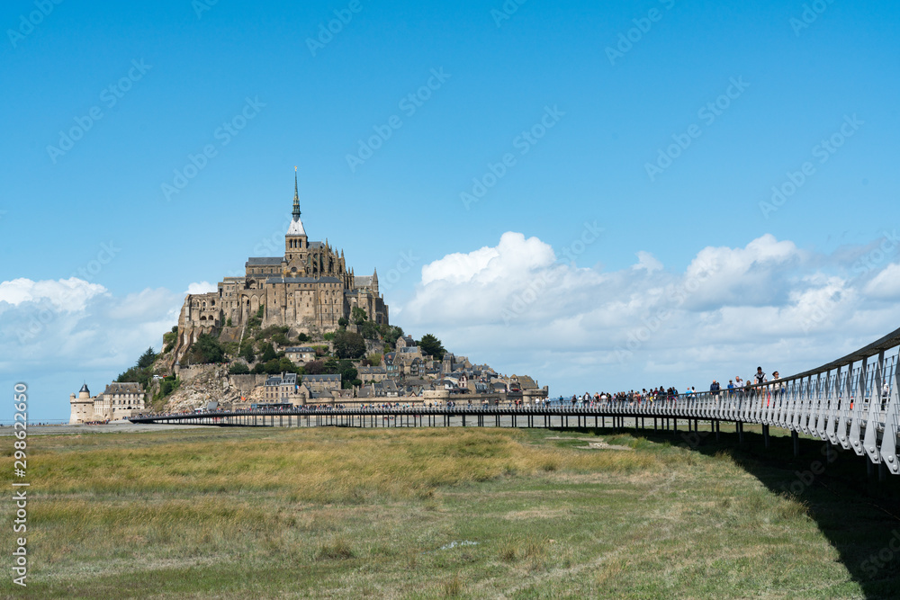 tourists visiting the famous Mont Saint-Michel in Normandy in northern France