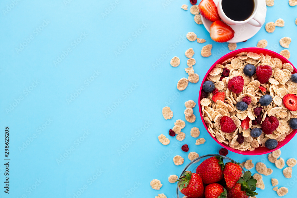 Desayuno de cereales con espacio para texto