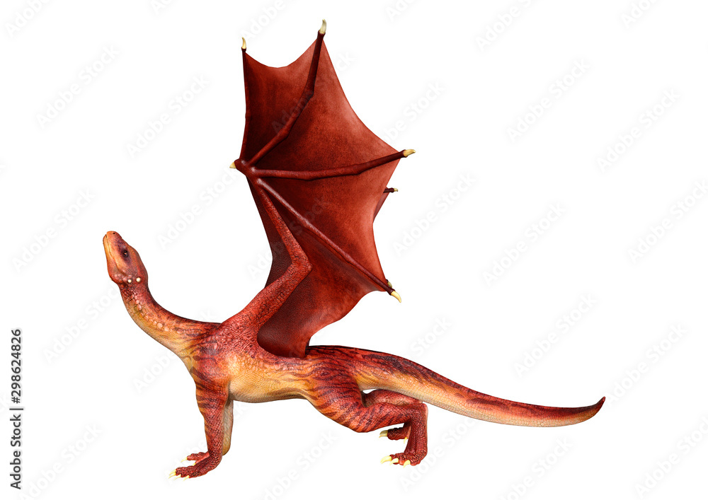 3D Rendering Fairy Tale Dragon on White 3D Rendering Fairy Tale Dragon on White