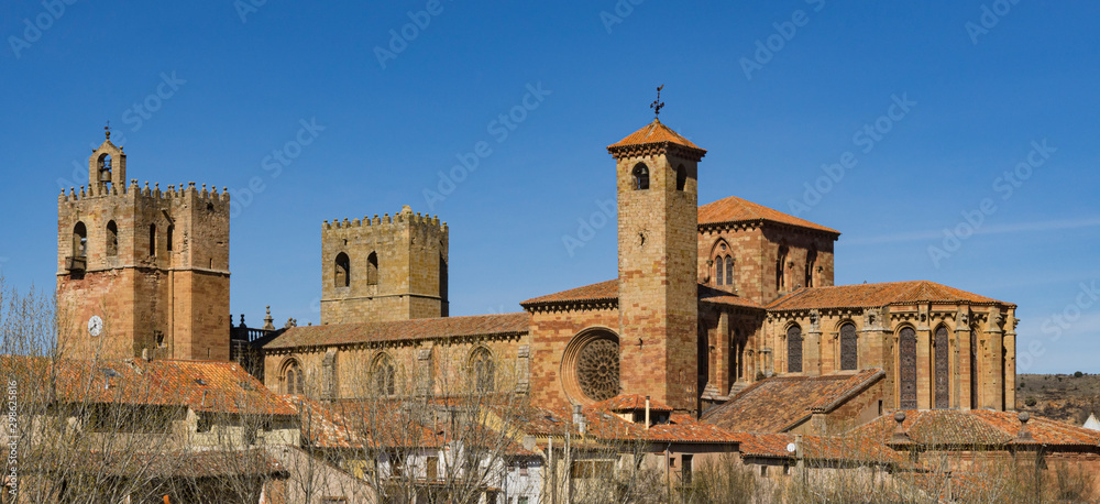 Panoramic view of the gothic cathedral of Siguenza in the province of Guadalajara in Spain