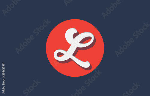 L orange white circle logo letter alphabet for company icon design