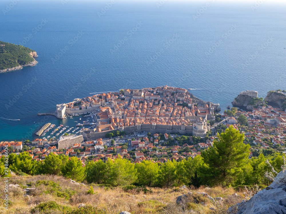 Old Town Dubrovnik view from the top of Mount Srd, Croatia