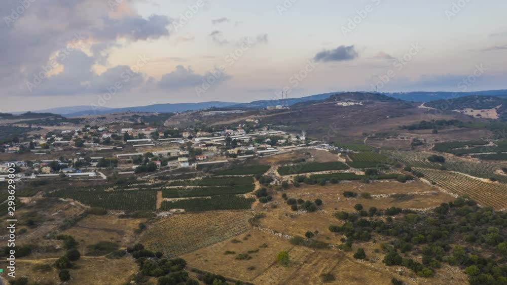 Hyperlapse - North Israel settlement and agricultural fields, Galilee 4k aerial Hyperlapse - North Israel settlement and agricultural fields, Galilee 4k aerial