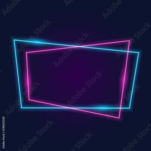 Abstract neon frame on dark background, vector illustration.