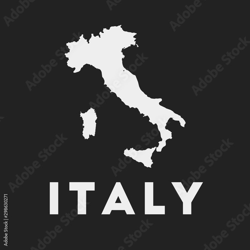 Italy icon. Country map on dark background. Stylish Italy map with country name. Vector illustration.