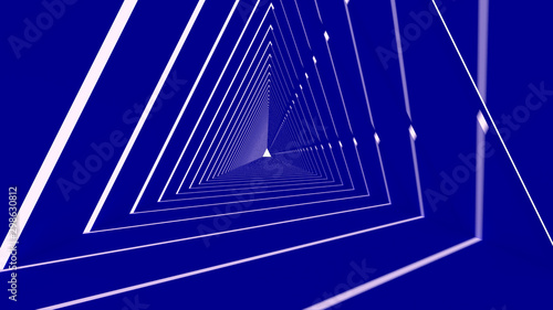 3d render of abstract triangle shape in blue background