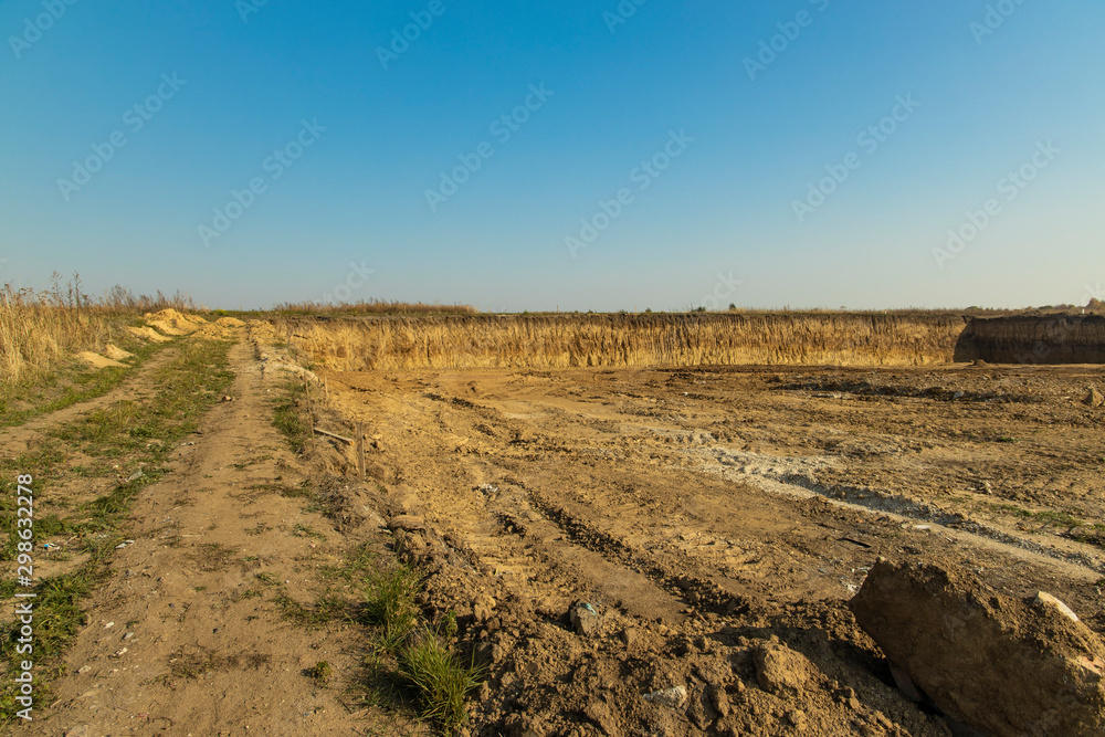 foundation dug hole for future building construction process industrial object place foundation dug hole for future building construction process industrial object place