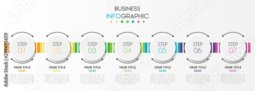 Business infographic element with 7 options, steps, number vector template design