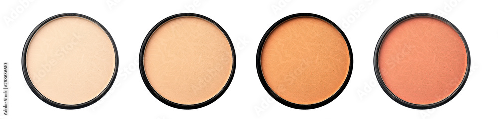 Fototapeta premium Different facial powders on white background