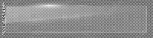 Glass plate set on transparent background. Vector glass banners on a transparent background.