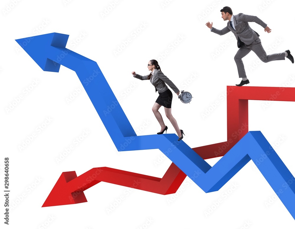 Business concept of both crisis and recovery Business concept of both crisis and recovery