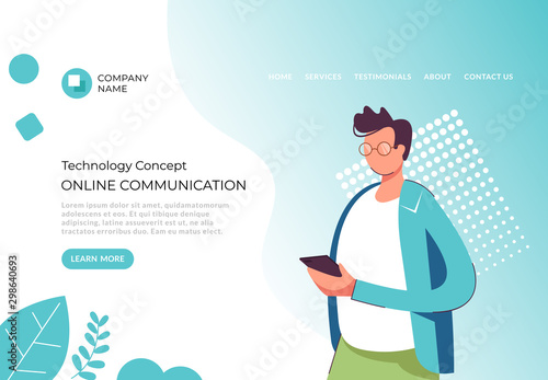 Online chatting communication email phone call banner poster concept. Vector flat cartoon graphic design illustration 