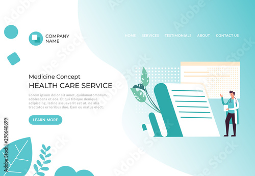 Health care medicine doctor office banner poster concept. Vector flat cartoon graphic design illustration
