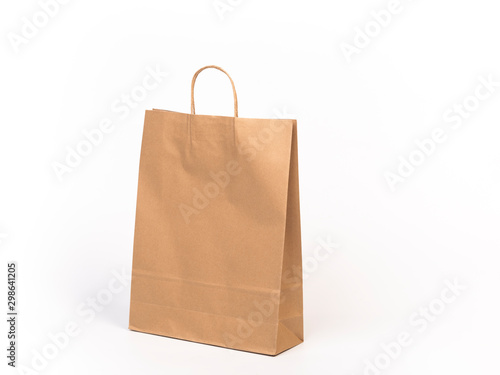 recycled paper bag isolated on white