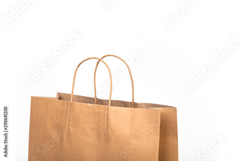recycled paper bag isolated on white