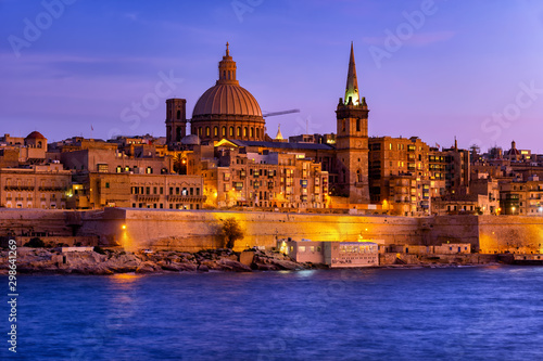 Evening in City of Valletta in Malta