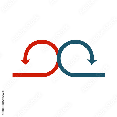 Two connected circle opposite arrows. Stock Vector illustration isolated on white background.