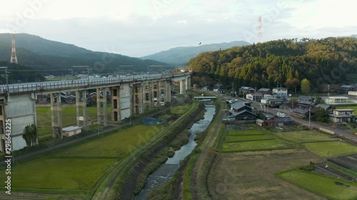 Shiga countryside in Japan, Aerial 4k shot photo