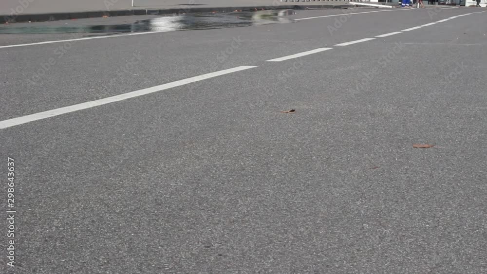 Girl rides on an electric scooter. Dark-haired woman. New technologies. A new type of transport.