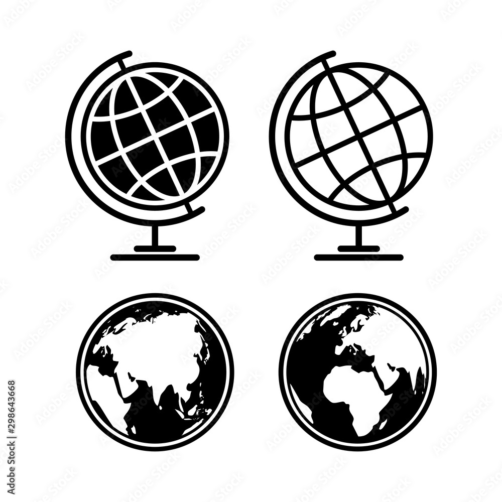 globe silhouette icon isolated white background globe silhouette icon isolated white background