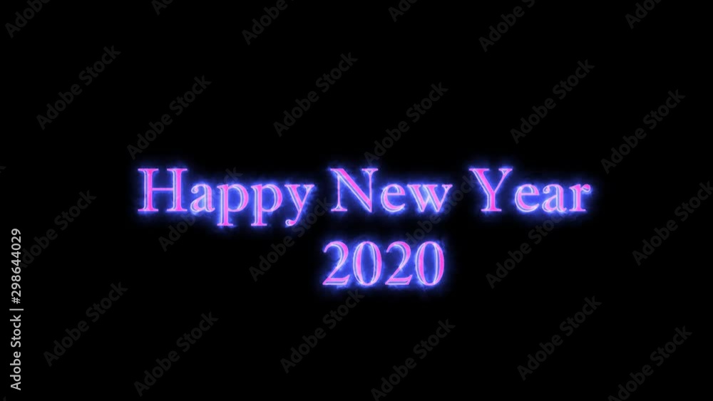 Happy New Year. 2020. Text greeting and wishes. Card with flares and sparkles. Dark background. 4K video. Happy New Year. 2020. Text greeting and wishes. Card with flares and sparkles. Dark background. 4K video.