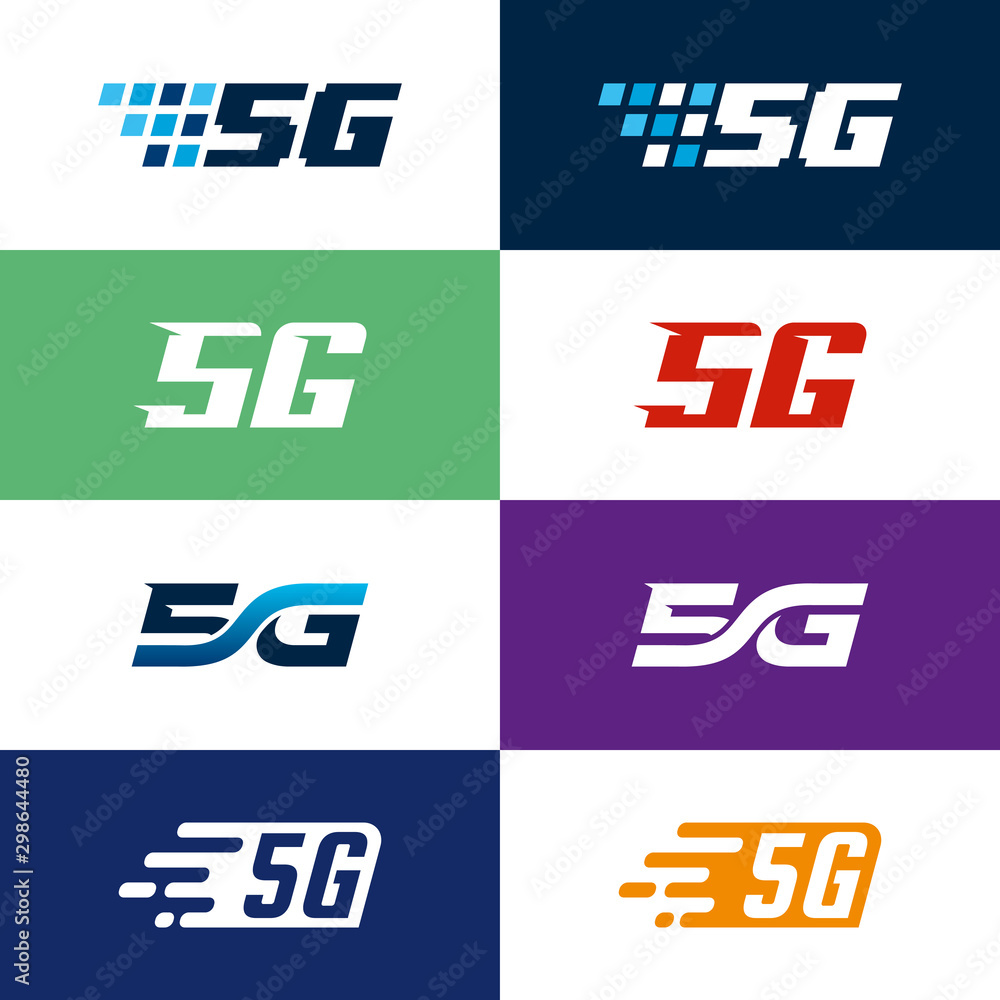 Fast Pixel 5G logo designs concept vector, 5th generation mobile ...