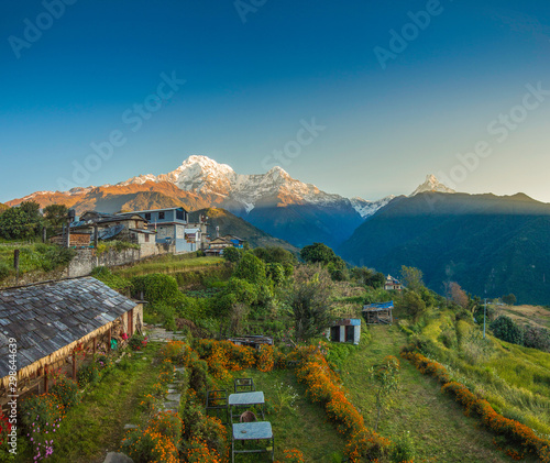 Ghandruk Village in Kaski District in the Gandaki Zone of northern-central Nepal and the Annapurna South photo