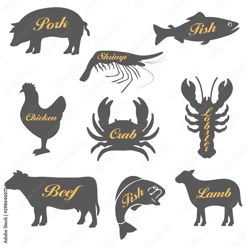 Set of icons of animals Set of icons of animals