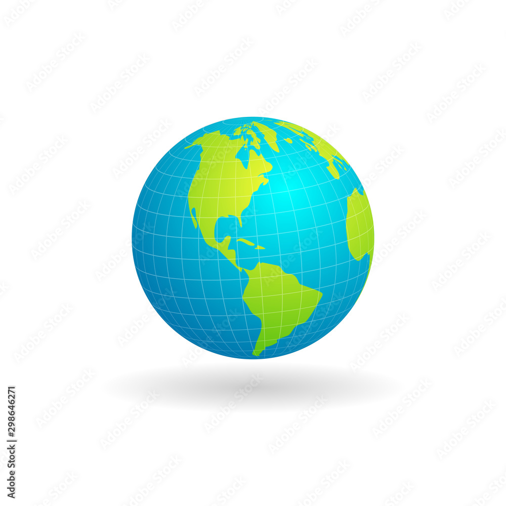 Vector design of an American continent map globe isolated white background