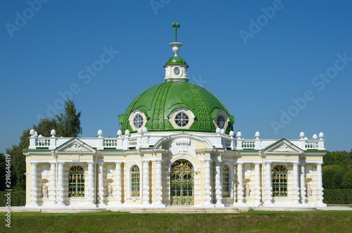 Moscow, Russia - August 30, 2019: Park estate Kuskovo. Pavilion "Grotto"