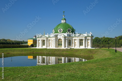 Moscow, Russia - August 30, 2019: View of the pavilion "Grotto" in a Sunny day. Park estate Kuskovo