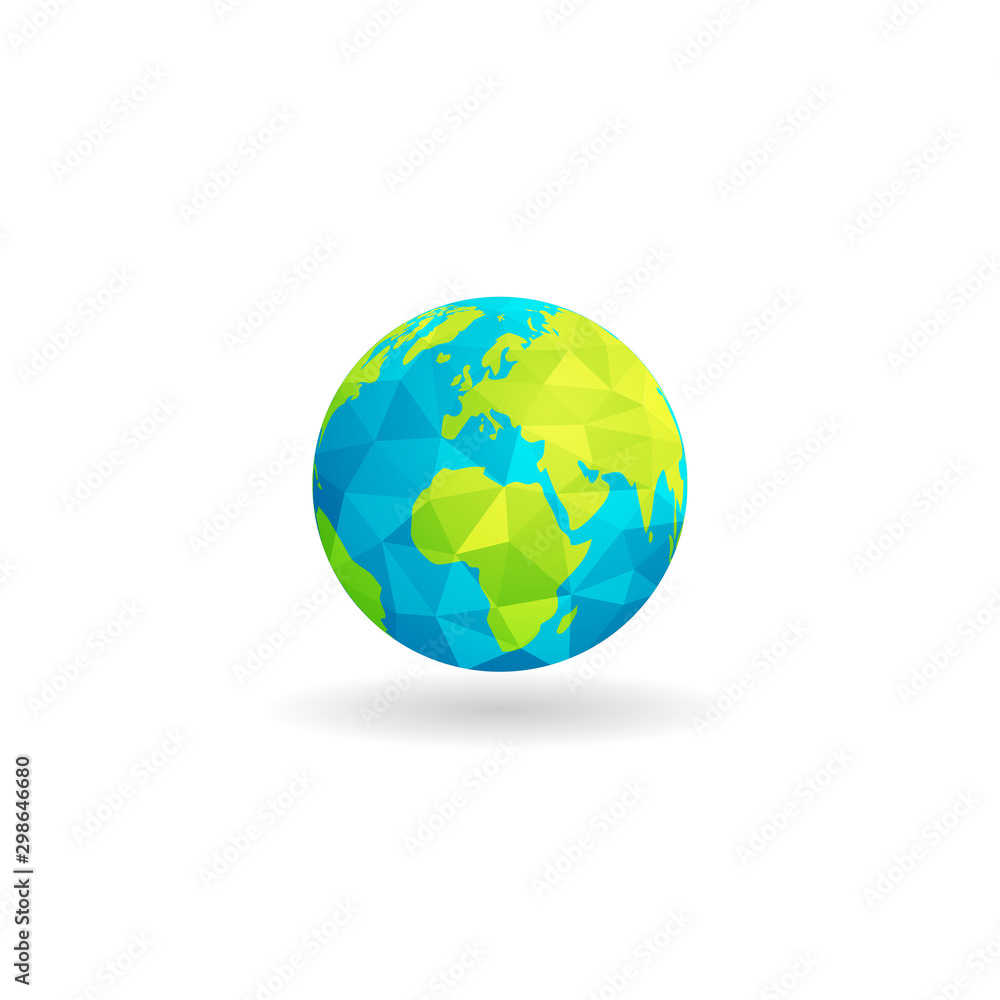 low poly globe design map of african continent isolated white background low poly globe design map of african continent isolated white background