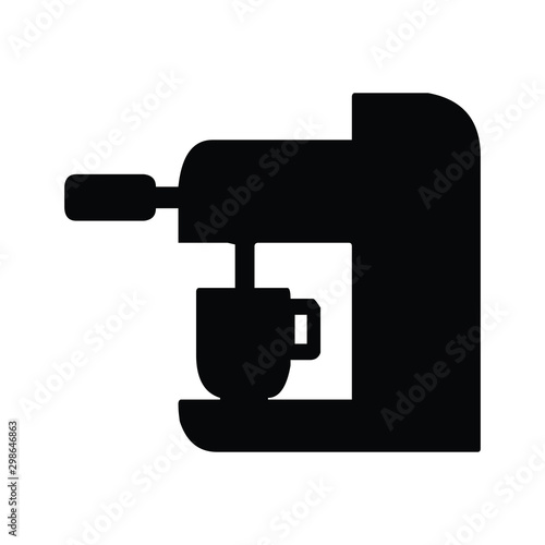A black and white vector silhouette of a coffee machine