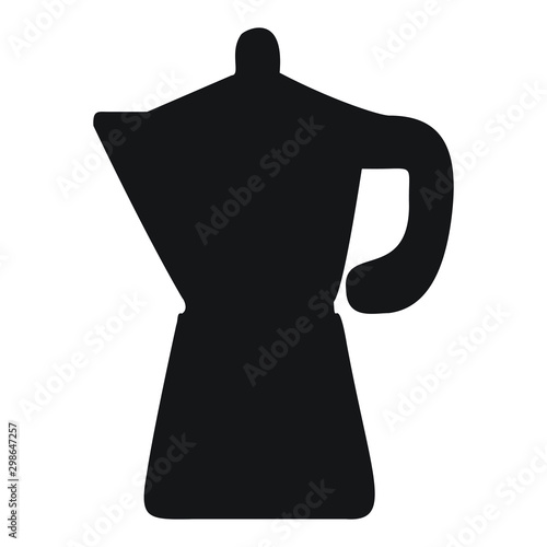 A black and white vector silhouette of a coffee pot