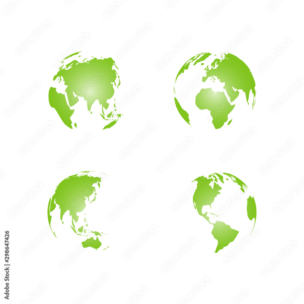 world map globe design isolated on white background set world map globe design isolated on white background set