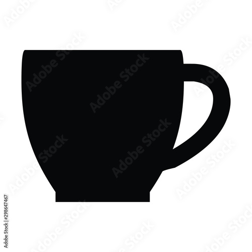 A black and white silhouette of a coffee cup