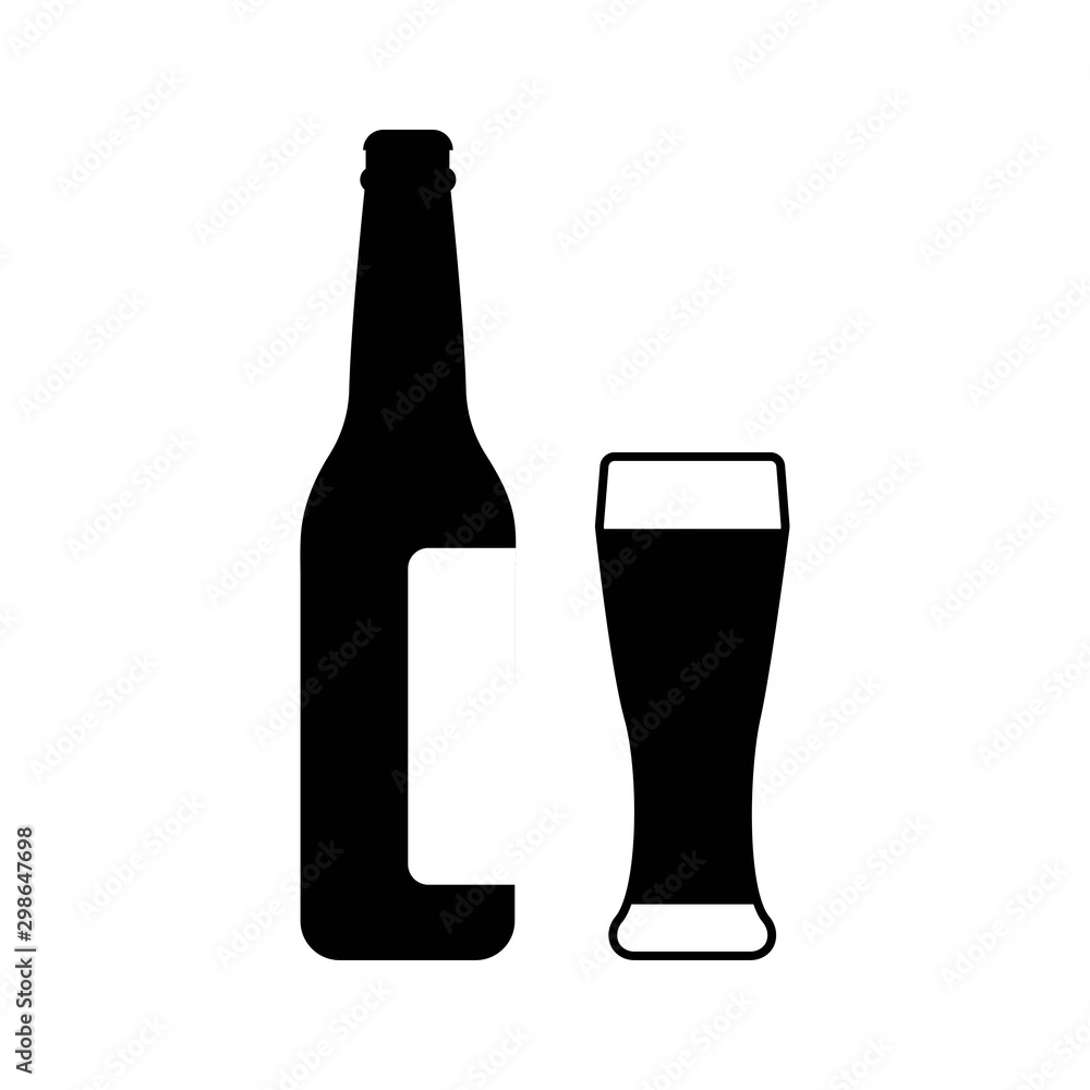 Bottle and glass of beer icon. Beer and pub, bar symbol. UI. Web. Logo. Sign. Flat design. App.Stock vector Bottle and glass of beer icon. Beer and pub, bar symbol. UI. Web. Logo. Sign. Flat design. App.Stock vector