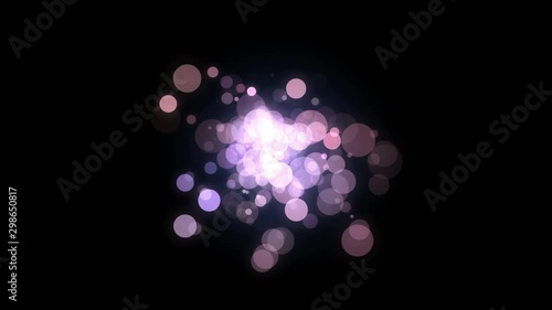 4k. Bokeh spehere cloud. Merry Christmas template. Glowing particles. Xmas lights. Isolated on black. Violet color.  photo