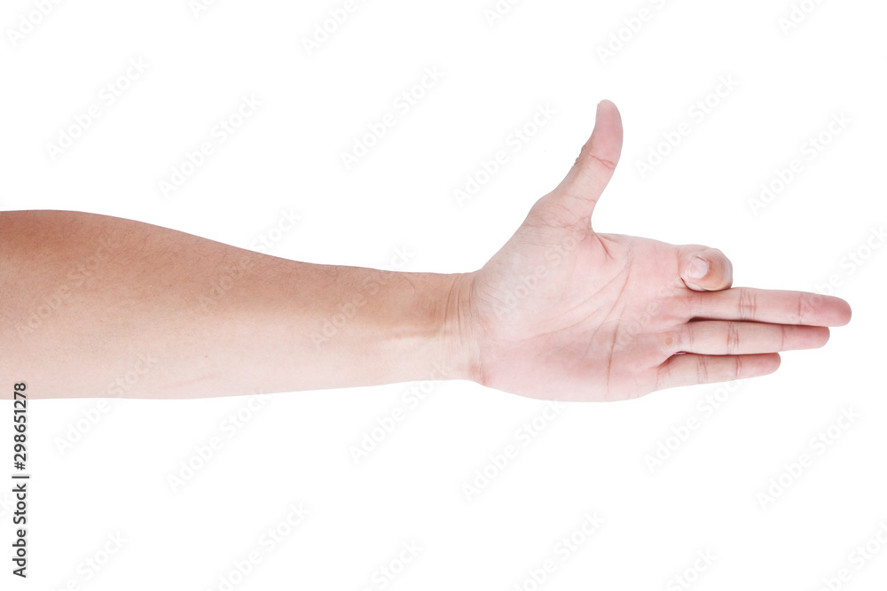 GROUP of Male asian hand gestures isolated over the white background.Dog Sign Pose. GROUP of Male asian hand gestures isolated over the white background.Dog Sign Pose.