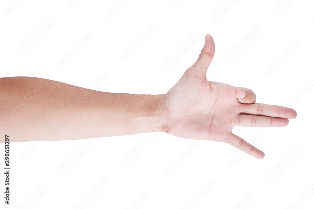 Male Asian hand gestures isolated over the white background.Dog Sign Pose. Male Asian hand gestures isolated over the white background.Dog Sign Pose.