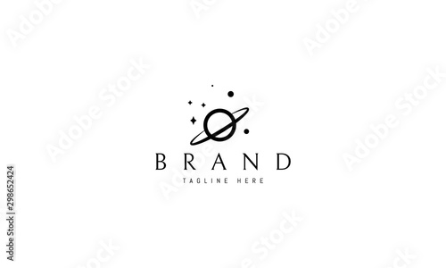 Vector logo on which an abstract image of the planet and stars.