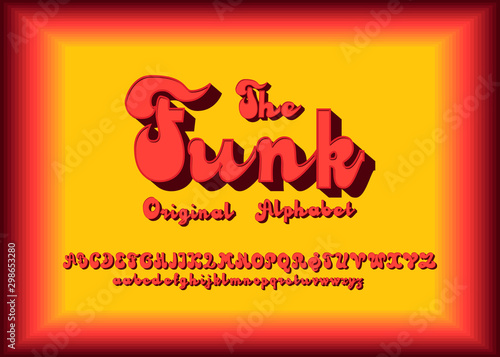 'Funk' Vintage 3D Sans Serif Rounded Colorful Alphabet with Festive Mood.