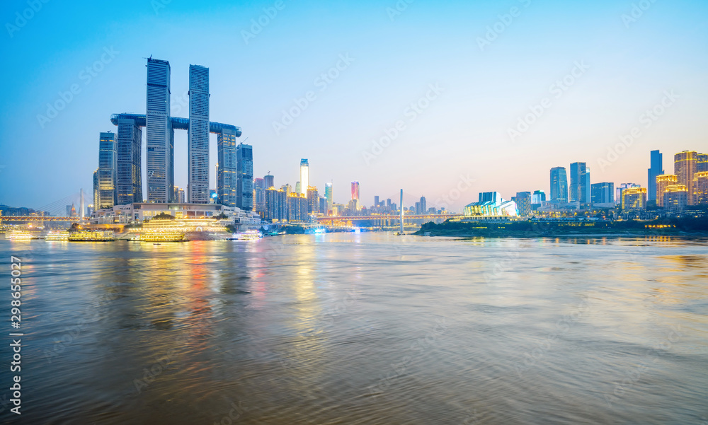 Fototapeta premium Nowoczesna panorama metropolii, Chongqing, Chiny
