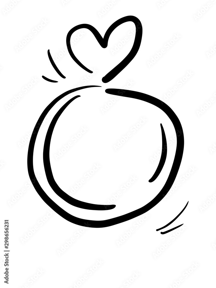 Icon ring with a stone in the shape of a heart. Wedding. Engagement. Valentine's day. Hand-drawn Icon ring with a stone in the shape of a heart. Wedding. Engagement. Valentine's day. Hand-drawn