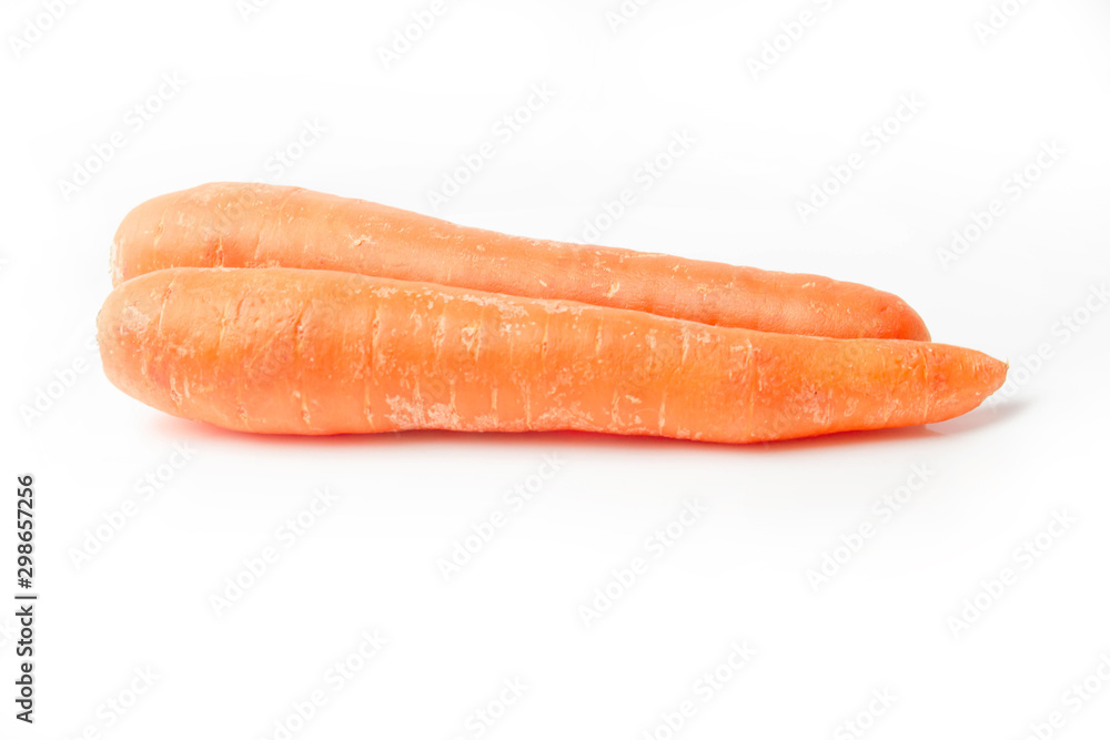 Ripe orange carrots on a white background isolate Ripe orange carrots on a white background isolate