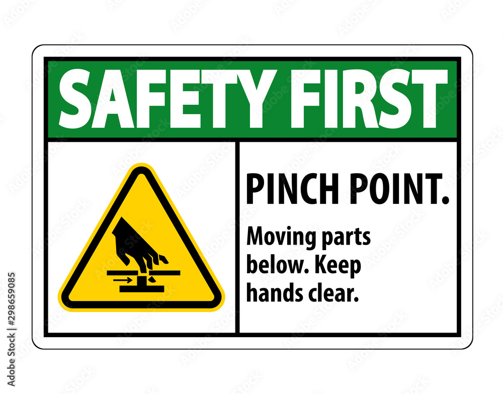 Safety Pinch Point, Moving Parts Below, Keep Hands Clear Symbol Sign Isolate on White Background,Vector Illustration EPS.10 Safety Pinch Point, Moving Parts Below, Keep Hands Clear Symbol Sign Isolate on White Background,Vector Illustration EPS.10