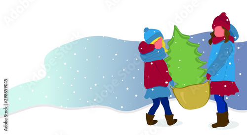 Merry Christmas and Happy New year Vector Illustration Concept , Suitable for web landing page, ui, mobile app, editorial design, flyer, banner, and other related occasion