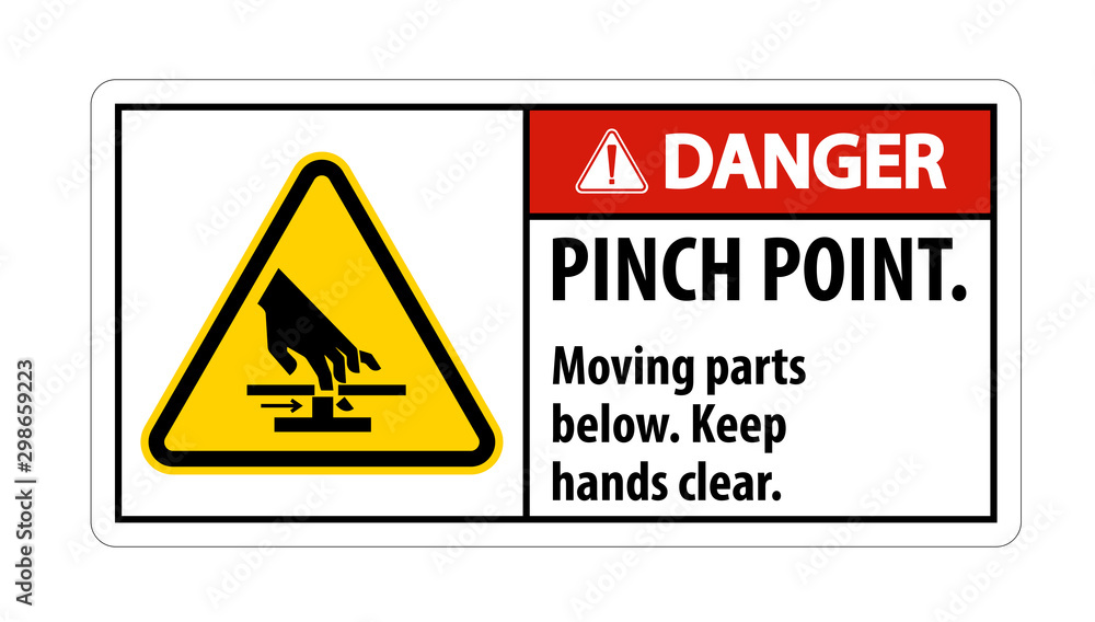 Danger Pinch Point, Moving Parts Below, Keep Hands Clear Symbol Sign Isolate on White Background,Vector Illustration EPS.10 Danger Pinch Point, Moving Parts Below, Keep Hands Clear Symbol Sign Isolate on White Background,Vector Illustration EPS.10