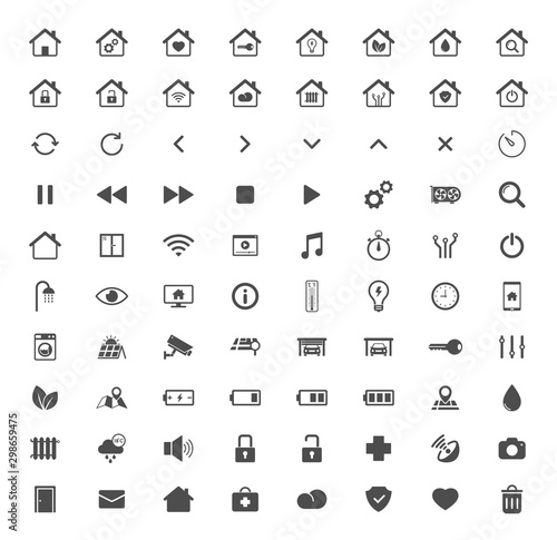 Smart home technology silhouette vector icons isolated on white background. Smart house automation control system symbols. Modern infographic icons for web, mobile apps and ui design