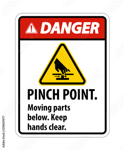 Danger Pinch Point, Moving Parts Below, Keep Hands Clear Symbol Sign Isolate on White Background,Vector Illustration EPS.10